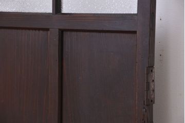 アンティーク　古い木のしっかりとしたダイヤガラス扉(ドア)
