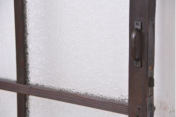 アンティーク　古い木のしっかりとしたダイヤガラス扉(ドア)