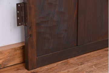アンティーク　古い木のしっかりとしたダイヤガラス扉(ドア)
