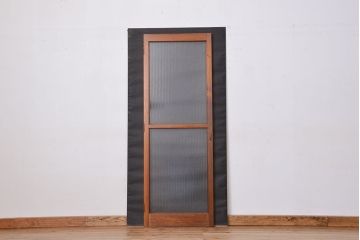 昭和レトロ　シンプルな銀モールガラス扉(ドア)