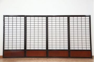 ★古民具・骨董　腰板欅材の上質な時代障子戸　4枚セット