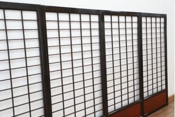 ★古民具・骨董　腰板欅材の上質な時代障子戸　4枚セット