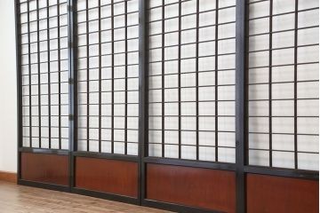 ★古民具・骨董　腰板欅材の上質な時代障子戸　4枚セット