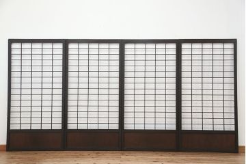 ★古民具・骨董　腰板欅材の上質な時代障子戸　4枚セット