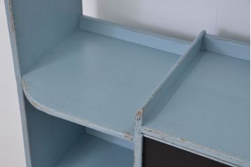 レトロ家具　昭和レトロ　黒板付きのアンティークペイント収納棚(本棚、本箱)