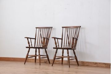 中古　飛騨産業ナラ材　ダイニングチェア2脚セット(椅子、イス)