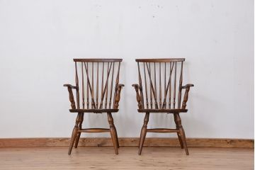 中古　飛騨産業ナラ材　ダイニングチェア2脚セット(椅子、イス)