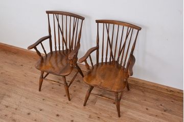 中古　飛騨産業ナラ材　ダイニングチェア2脚セット(椅子、イス)