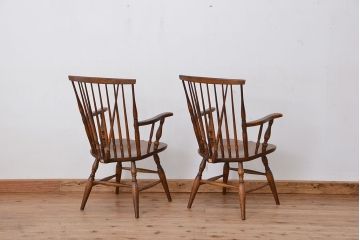 中古　飛騨産業ナラ材　ダイニングチェア2脚セット(椅子、イス)
