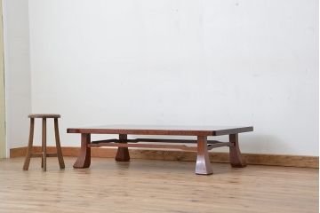 アンティーク家具　重厚　カリン材の造りの良い座卓(テーブル、花梨材)