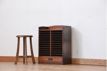 アンティーク家具　アンティーク　小振りな引き出し付きカルテケース(小引き出し、書類棚)