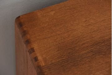 レトロ家具　昭和レトロ　古いナラ材のネームプレート付き6段小引き出し