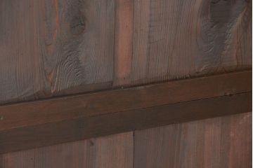 アンティーク家具　明治〜大正時代　丸桟引き戸の美しい二段重ね水屋箪笥(食器棚、収納棚)