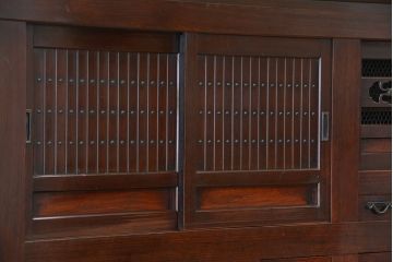 アンティーク家具　古民具・骨董　味わい深い二段重ね、京都水屋箪笥(食器棚、収納棚)