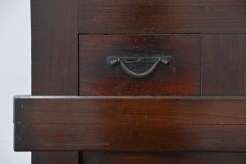 アンティーク家具　古民具・骨董　味わい深い二段重ね、京都水屋箪笥(食器棚、収納棚)