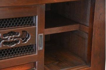 アンティーク家具　古民具・骨董　味わい深い二段重ね、京都水屋箪笥(食器棚、収納棚)