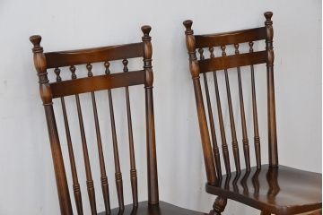 中古　飛騨産業キツツキマーク　スティックバックチェア2脚セット(ダイニングチェア、椅子、イス)