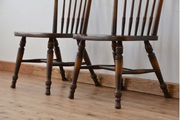 中古　飛騨産業キツツキマーク　スティックバックチェア2脚セット(ダイニングチェア、椅子、イス)