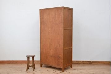 レトロ家具　昭和レトロ　1960年代シンプルな脚付きアンティーク三連ロッカー(2)