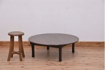 アンティーク家具　アンティーク　古い栓材の折りたたみ丸型ちゃぶ台