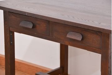 アンティーク家具　アンティーク　古いナラ材!シックな平机(テーブル、作業台)