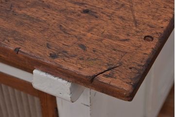 アンティーク家具　アンティークペイント　大きな両袖机(カウンター型作業台・デスク)