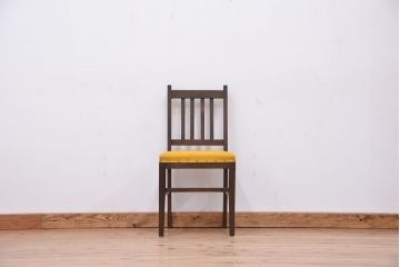 レトロ家具　昭和レトロ　古いナラ材の椅子(イス、チェア)