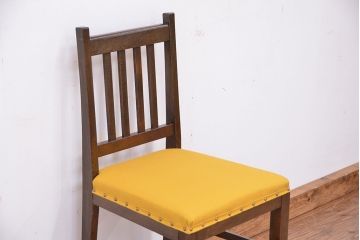 レトロ家具　昭和レトロ　古いナラ材の椅子(イス、チェア)