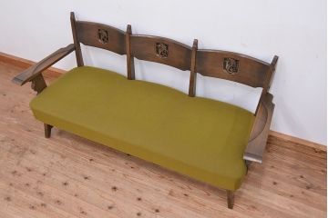 中古　神戸洋風家具　永田良介商店　タツ型3Pソファ