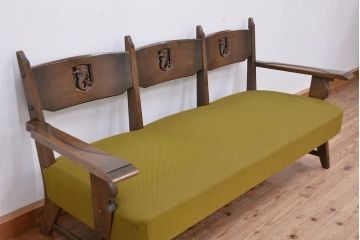 中古　神戸洋風家具　永田良介商店　タツ型3Pソファ