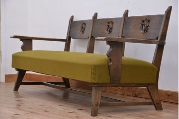 中古　神戸洋風家具　永田良介商店　タツ型3Pソファ