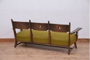 中古　神戸洋風家具　永田良介商店　タツ型3Pソファ