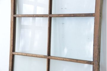 古民具・骨董　古い木味とペンキのはげたガラス戸(引き戸)