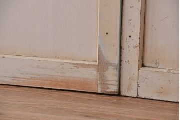 アンティーク　ダイヤガラス入り!シャビーな背の高いガラス戸2枚セット(引き戸)