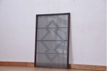 昭和レトロ　古い組子の明り取り　固定式のガラス戸1枚(書院戸)