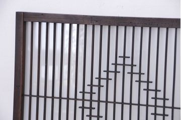 昭和レトロ　古い組子の明り取り　固定式のガラス戸1枚(書院戸)