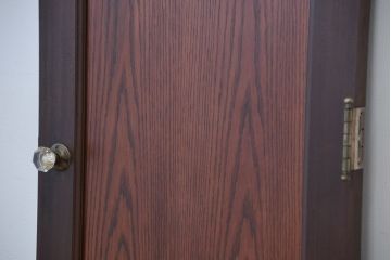 アンティーク　大正〜昭和初期　チーク材枠　モールガラスドア 1(扉)