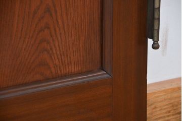 アンティーク　大正〜昭和初期　チーク材枠　モールガラスドア 1(扉)