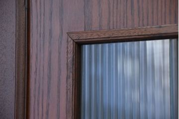 アンティーク　大正〜昭和初期　チーク材枠　モールガラスドア 1(扉)