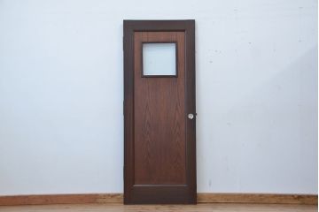 アンティーク　大正〜昭和初期　チーク材枠　モールガラスドア 1(扉)