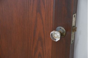 アンティーク　大正〜昭和初期　チーク材枠　モールガラスドア 1(扉)