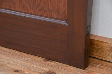 アンティーク　結霜ガラス!枠にチーク材を使ったガラスドア(扉)