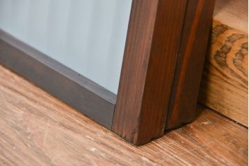 アンティーク　格子入り!小さなガラス戸2枚セット