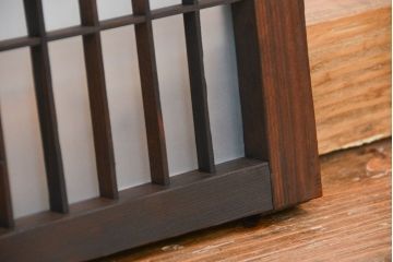 アンティーク　格子入り!小さなガラス戸2枚セット