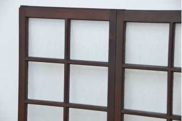 古民具・骨董　結霜ガラス!古い洋館の上質な引き戸2枚(ガラス戸)