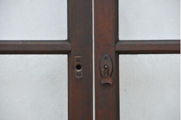 古民具・骨董　結霜ガラス!古い洋館の上質な引き戸2枚(ガラス戸)