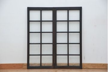 古民具・骨董　結霜ガラス!古い洋館の上質な引き戸2枚(ガラス戸)