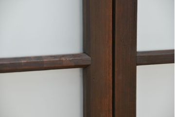 アンティーク　小振りな縦型ガラス戸2枚セット(引き戸)