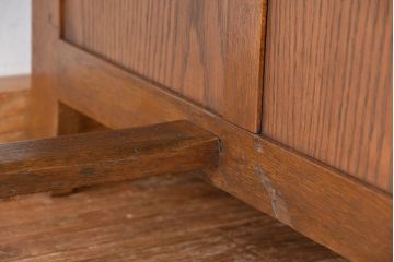 アンティーク家具　アンティーク　古いナラ材の格納式作業台付き片袖机(テーブル、作業台)