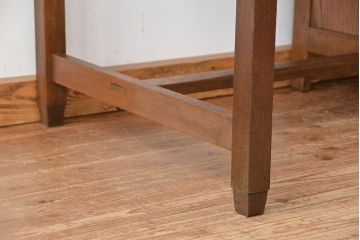 アンティーク家具　アンティーク　古いナラ材の格納式作業台付き片袖机(テーブル、作業台)